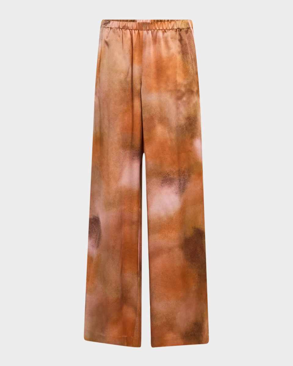 Riverside Silk Straight-Leg Pull-On Pants